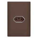 Conjunto Tomada 10A Horizontal - Novara Especiais Marrom Fosco